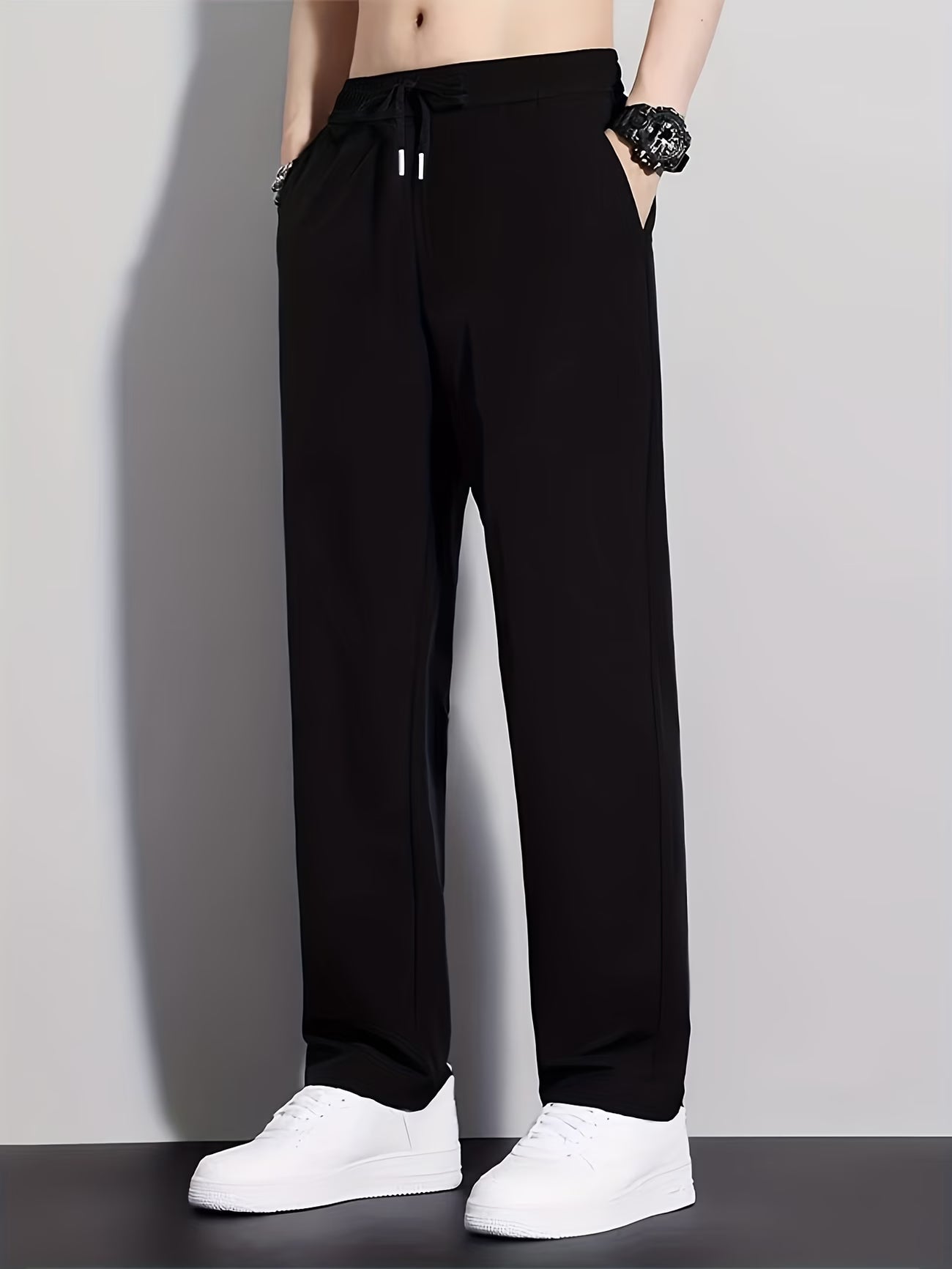 Pantalones Largos de Verano de Fibra de Hielo Lisa, de Secado Rápido, Casuales, para Exteriores, de Pierna Recta