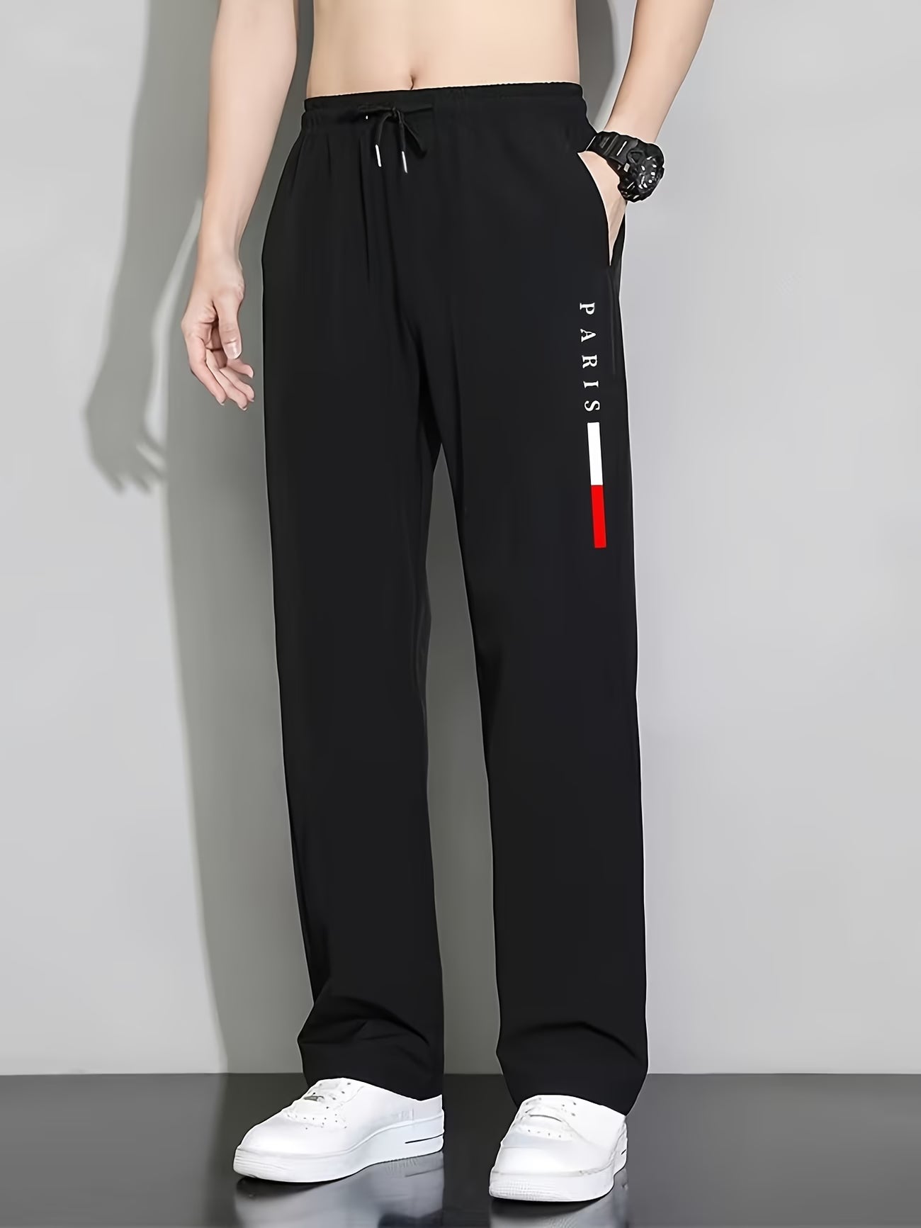 Pantalones Deportivos Casuales de Secado Rápido, Rectos, con Estampado, de Fibra de Seda Helada para Verano