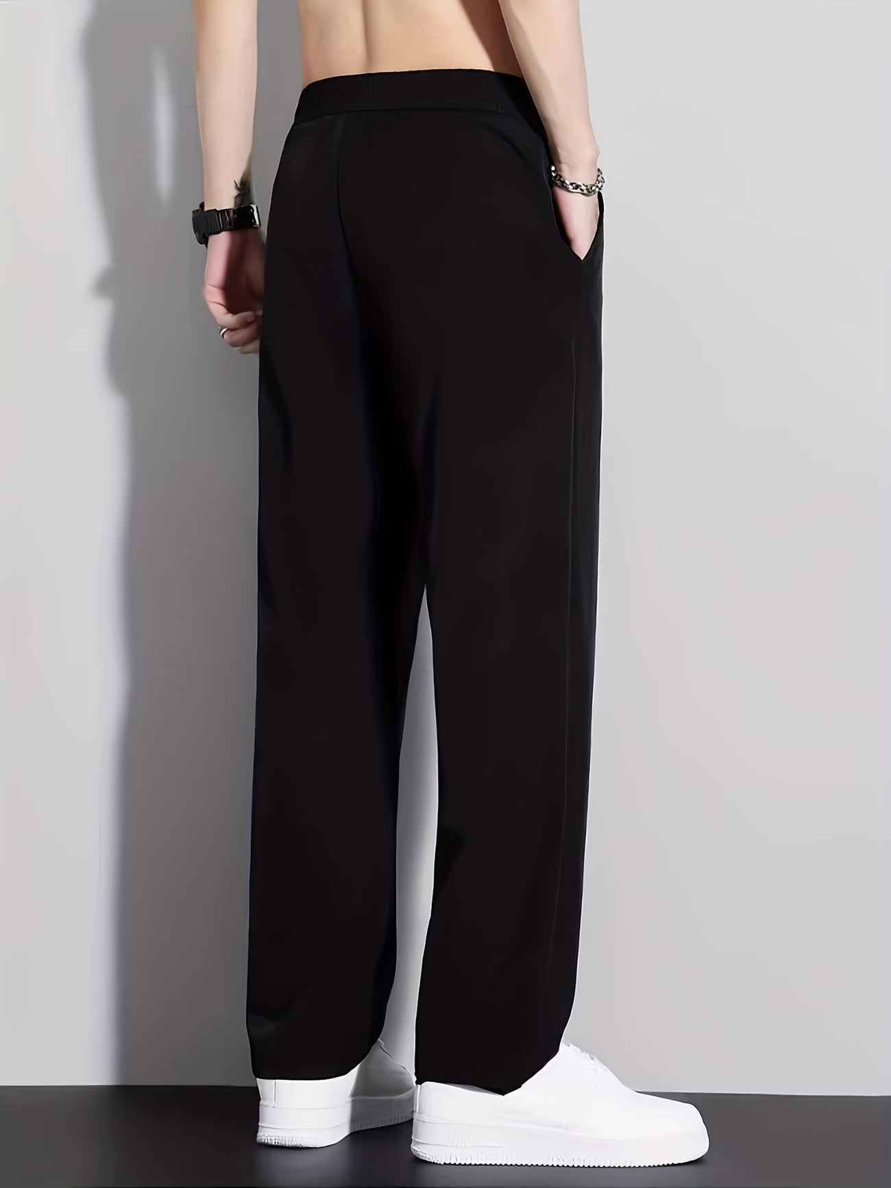 Pantalones Deportivos Casuales de Secado Rápido, Rectos, con Estampado, de Fibra de Seda Helada para Verano