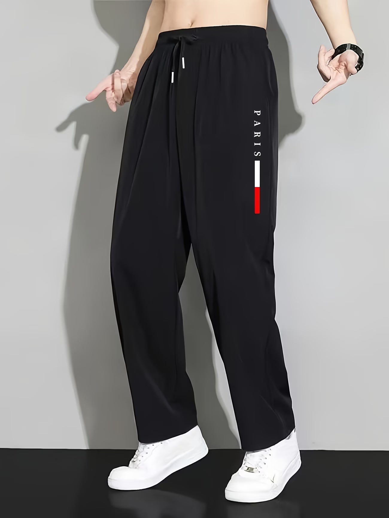 Pantalones Deportivos Casuales de Secado Rápido, Rectos, con Estampado, de Fibra de Seda Helada para Verano