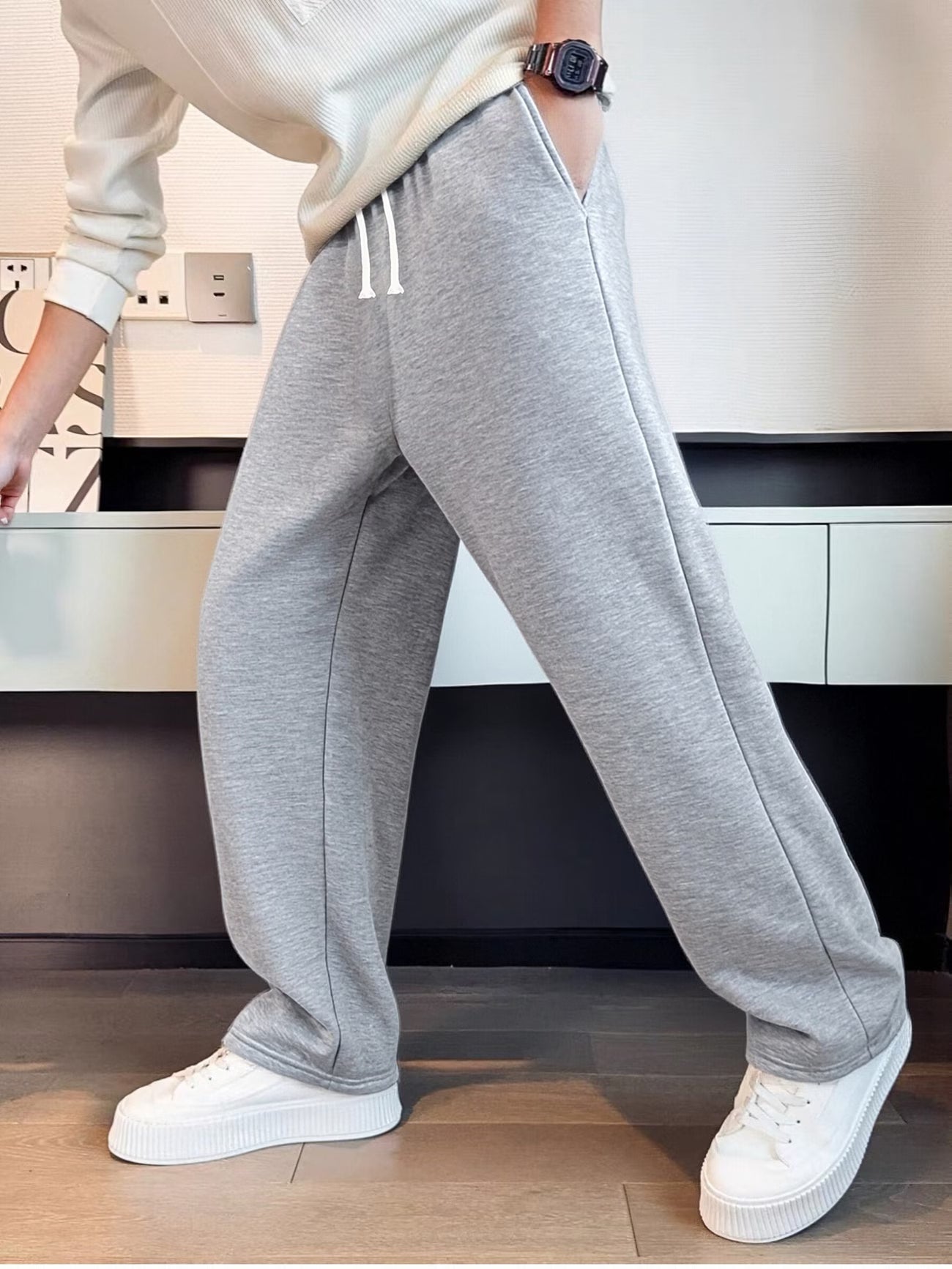 Pantalones Deportivos para Hombre con Cintura Elástica y Cordón, Corte Recto y Holgado, Ideales para Gimnasio o Uso Casual