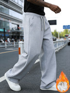 Pantalones Largos Deportivos Casuales para Hombre, Corte Holgado - Hechos de Poliéster, con Diseño de Cordón Ajustable