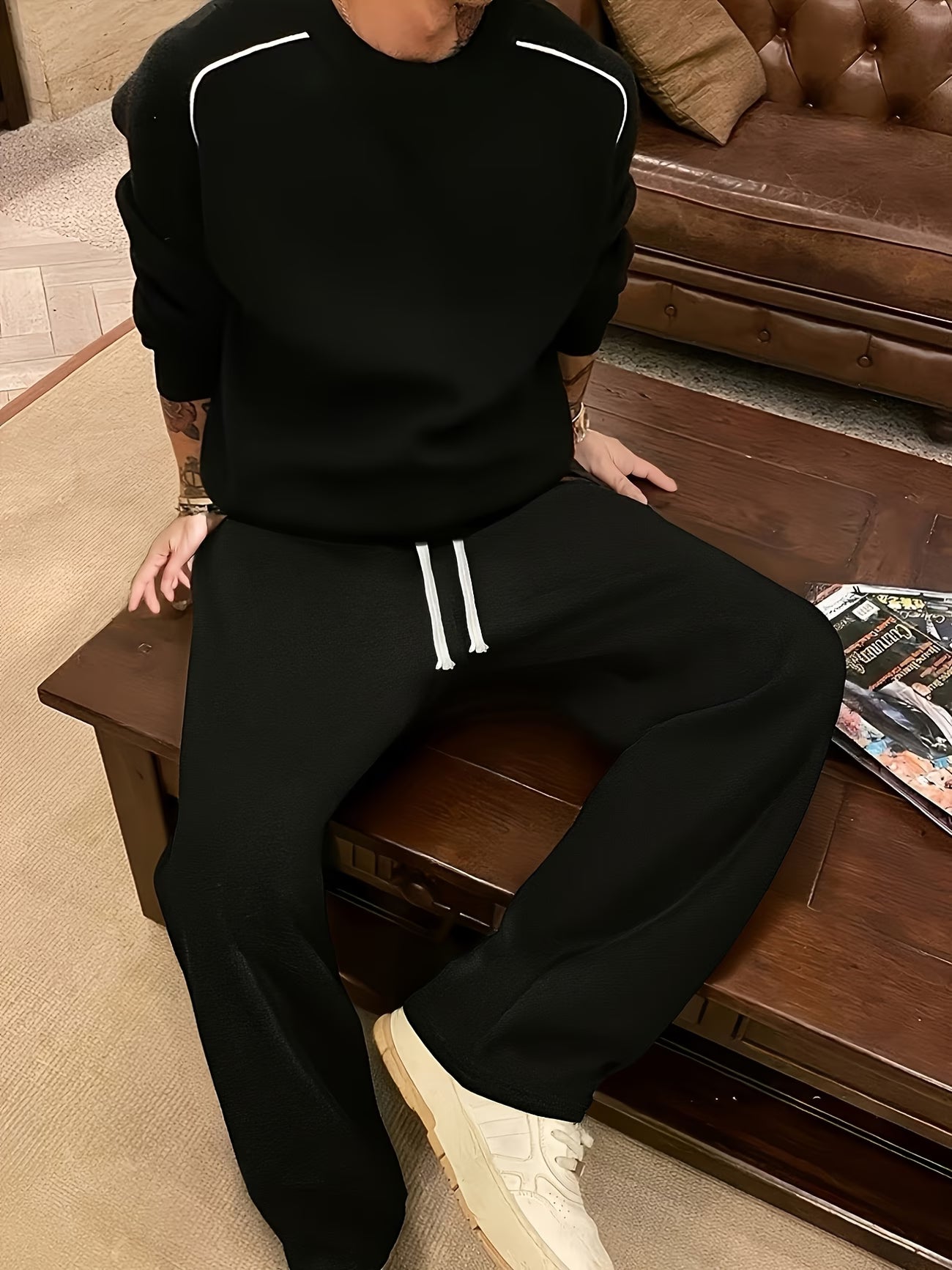 Pantalones Deportivos para Hombre con Cintura Elástica y Cordón, Corte Recto y Holgado, Ideales para Gimnasio o Uso Casual