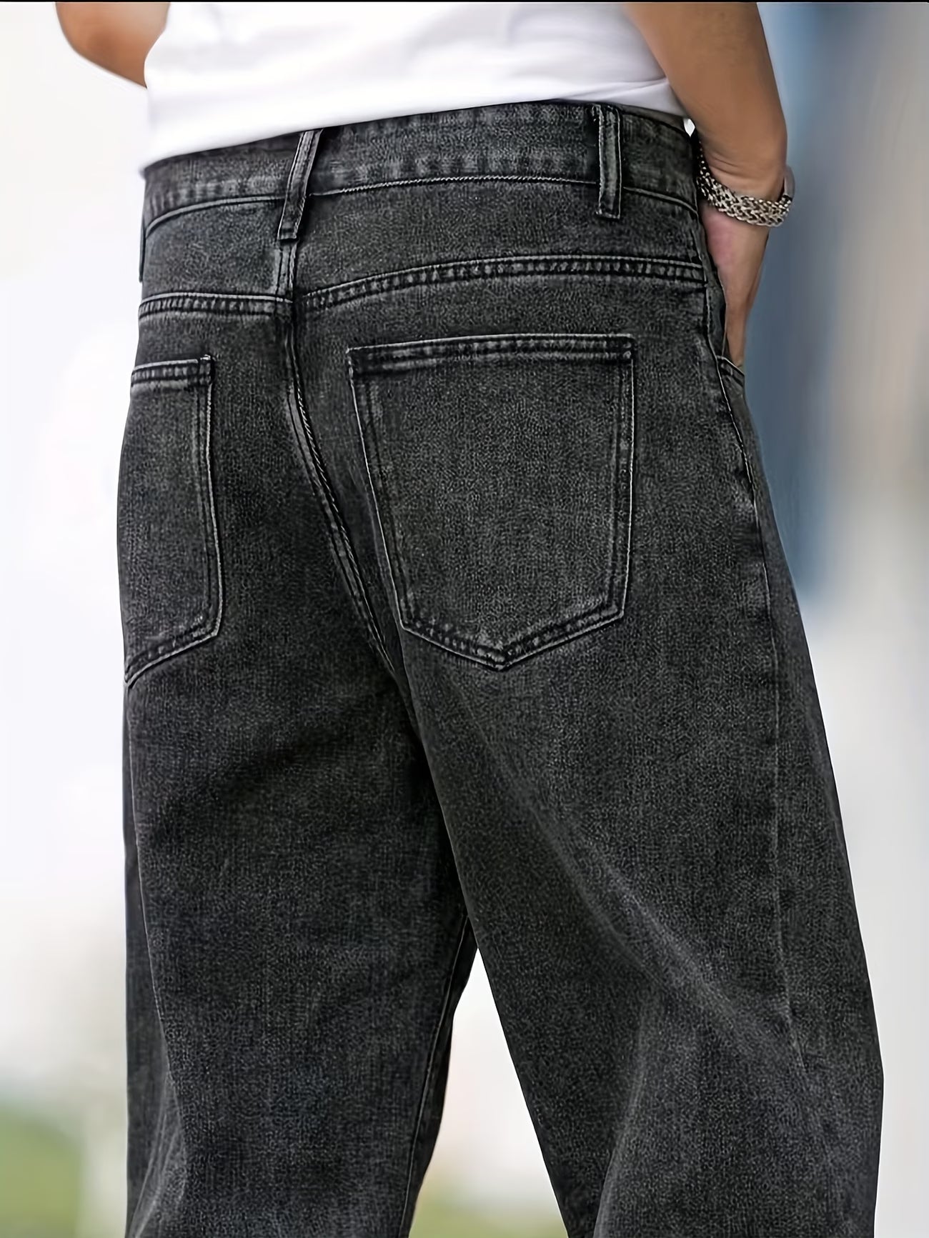 Jeans Negros Hombre Corte Holgado - Estilo Urbano Versátil