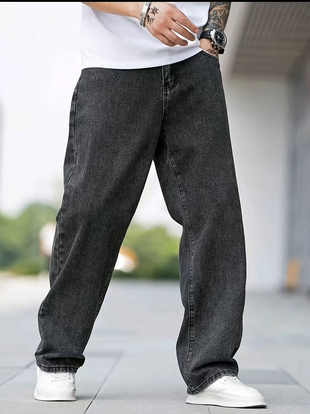 Jeans Negros Hombre Corte Holgado - Estilo Urbano Versátil