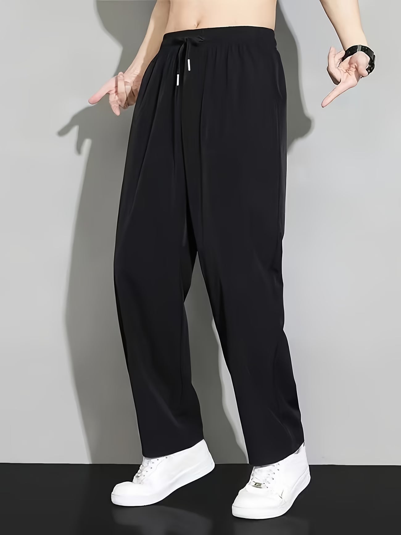 Pantalones Largos de Verano de Fibra de Hielo Lisa, de Secado Rápido, Casuales, para Exteriores, de Pierna Recta