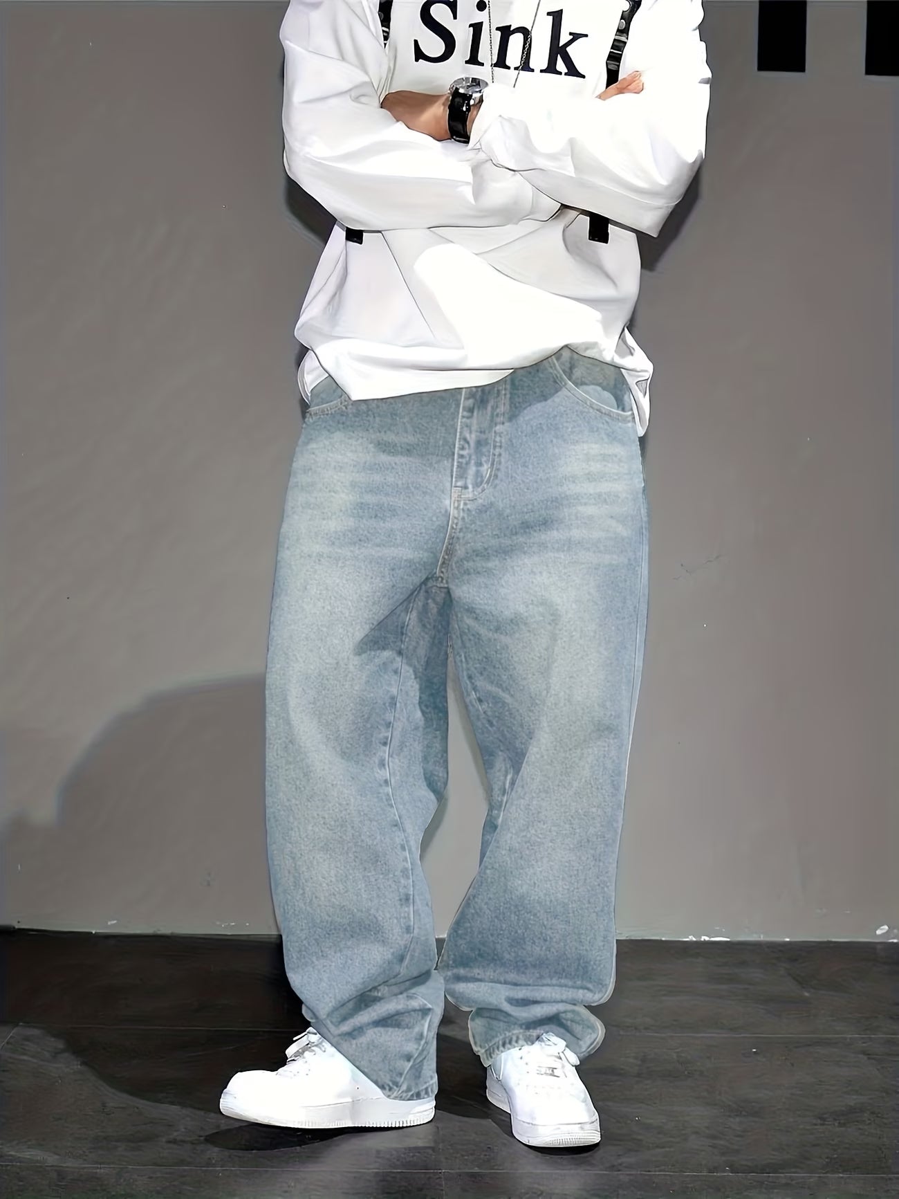 Jeans Rectos Hombre Pierna Ancha Holgados - Lavados Sin Elastano Todo Año