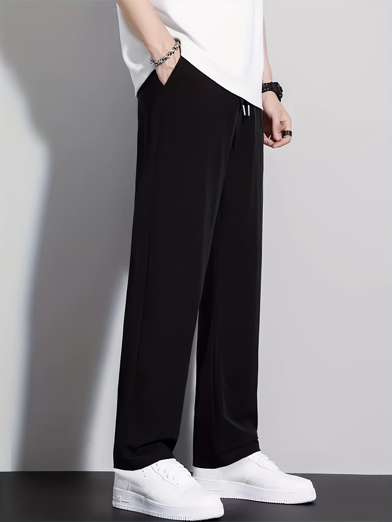 Pantalones Largos de Verano de Fibra de Hielo Lisa, de Secado Rápido, Casuales, para Exteriores, de Pierna Recta