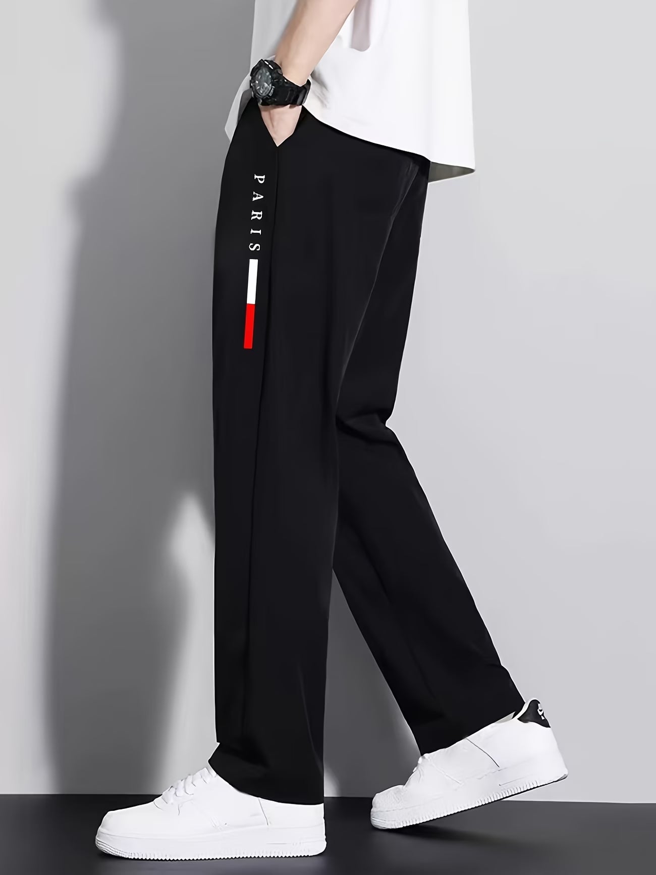 Pantalones Deportivos Casuales de Secado Rápido, Rectos, con Estampado, de Fibra de Seda Helada para Verano