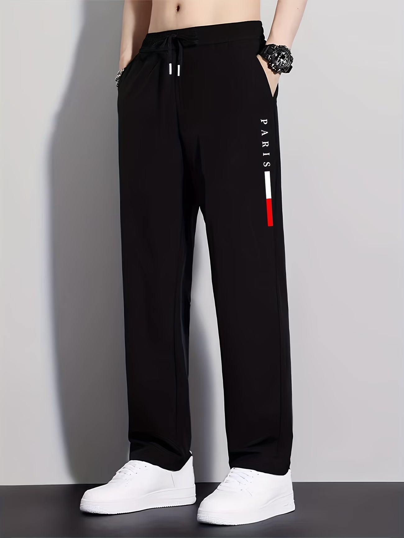 Pantalones Deportivos Casuales de Secado Rápido, Rectos, con Estampado, de Fibra de Seda Helada para Verano