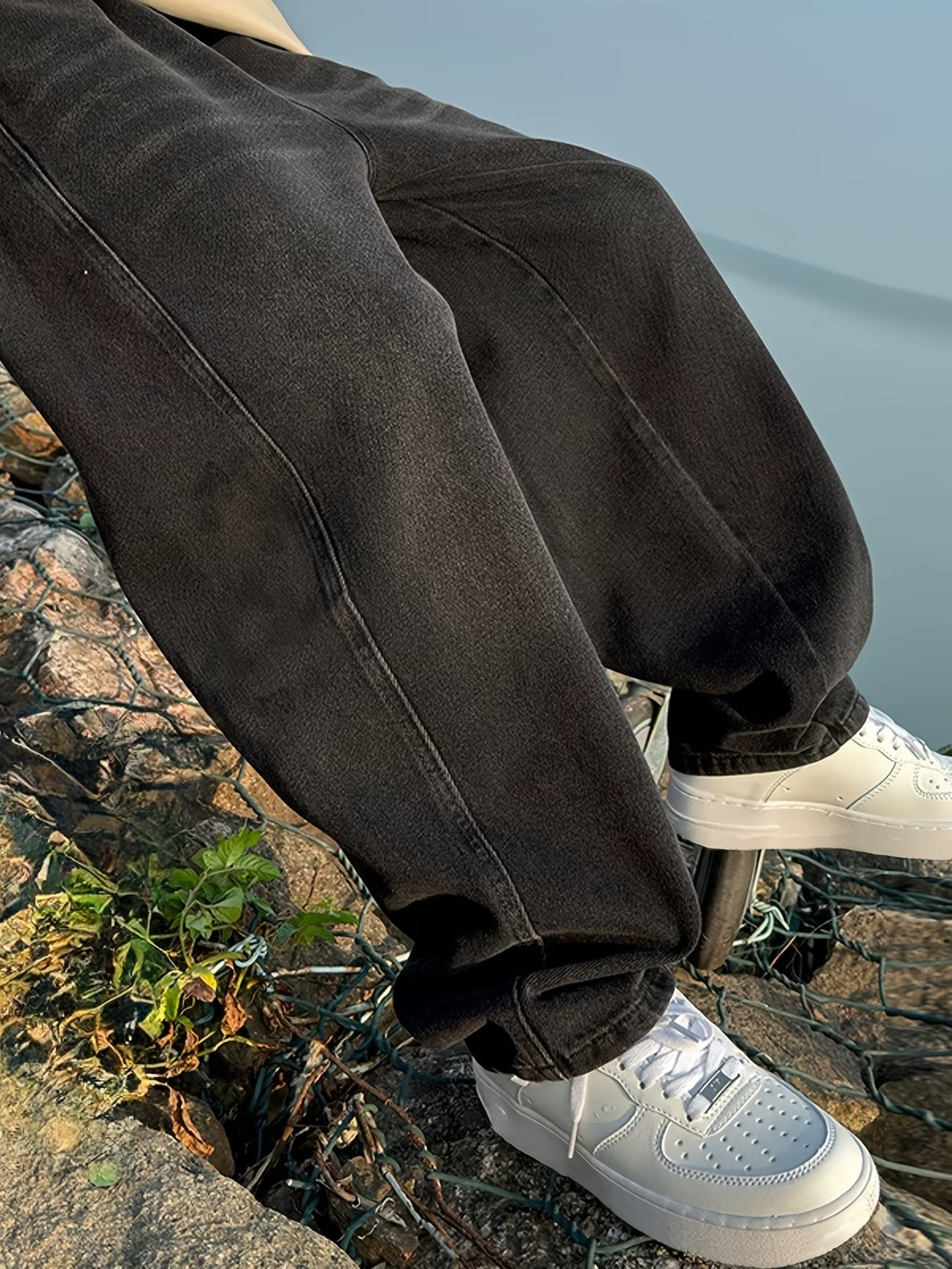 Jeans Holgados Hombre Pierna Ancha Desgastados - Estilo Calle Americano Urbano