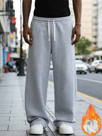 Pantalones Largos Deportivos Casuales para Hombre, Corte Holgado - Hechos de Poliéster, con Diseño de Cordón Ajustable