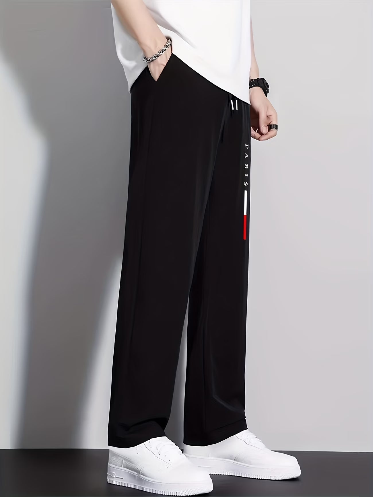 Pantalones Deportivos Casuales de Secado Rápido, Rectos, con Estampado, de Fibra de Seda Helada para Verano