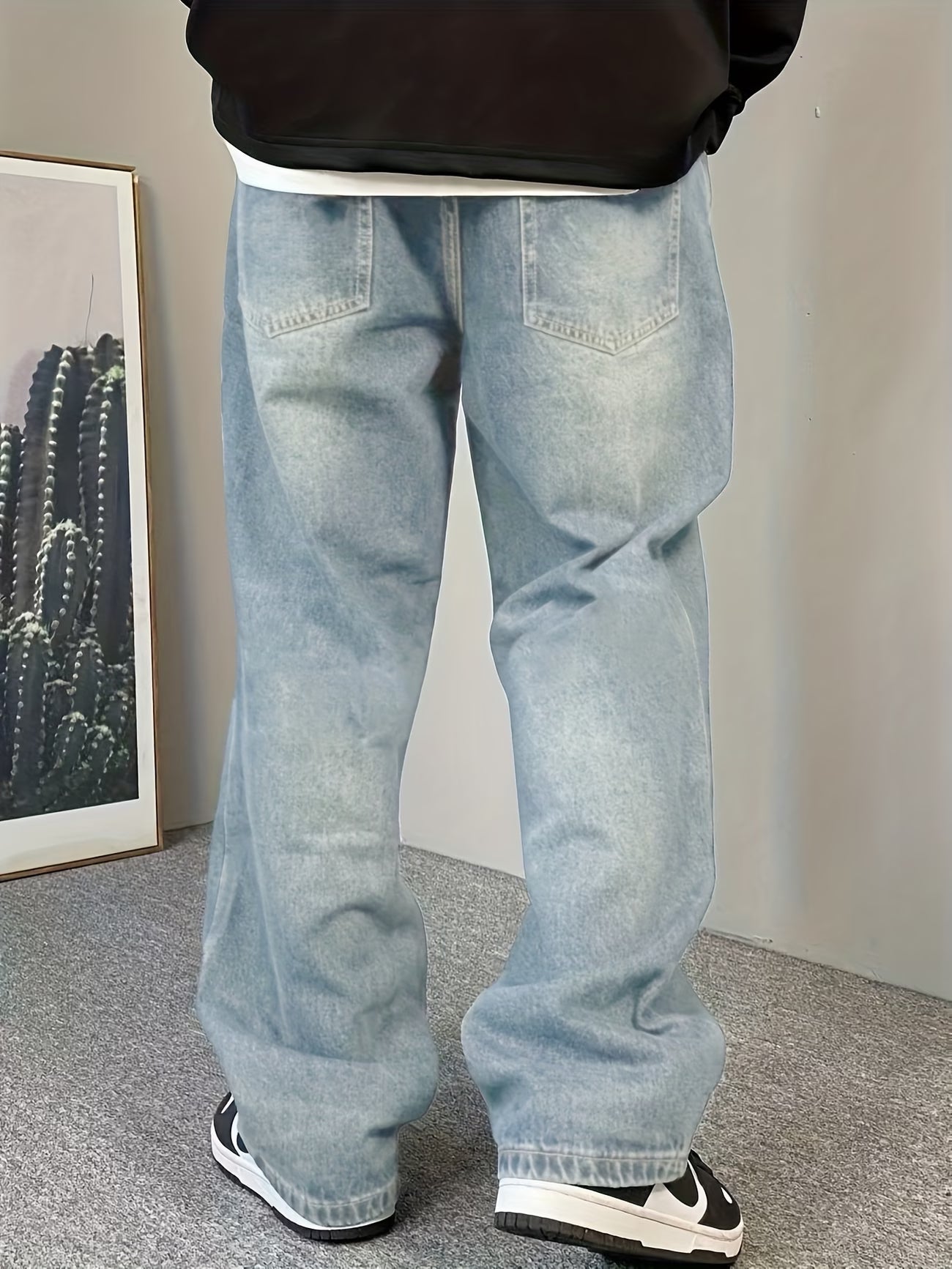 Jeans Rectos Hombre Pierna Ancha Holgados - Lavados Sin Elastano Todo Año